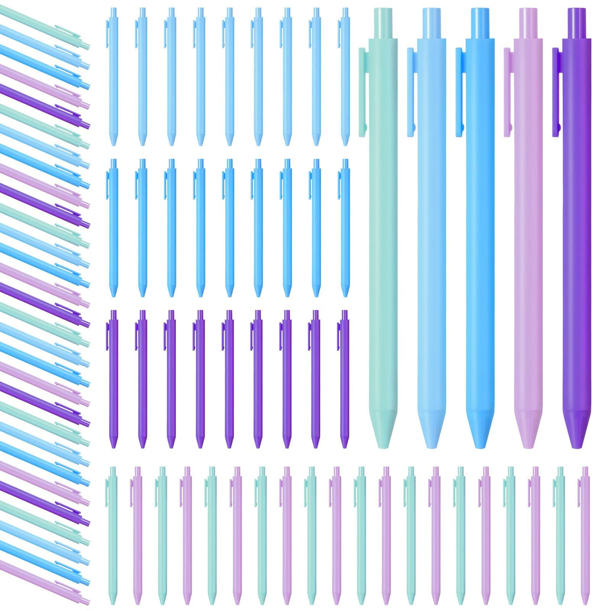 Fulmoon 50 Pcs Cute Pens Retractable 1.0mm, Multicolor Black Ink