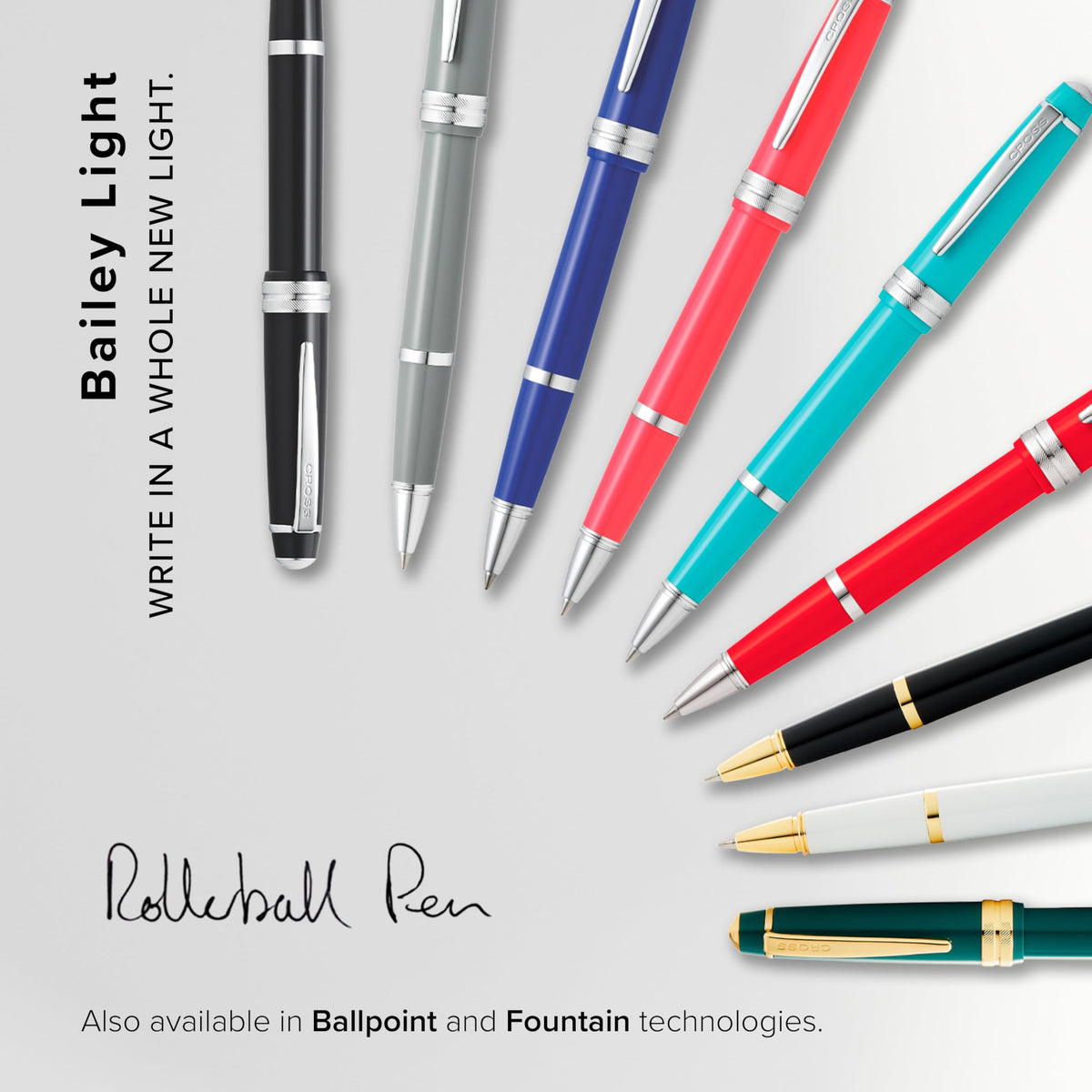 Cross Bailey Light Rollerball Pen, Polished Red, Medium Point, Black Ink