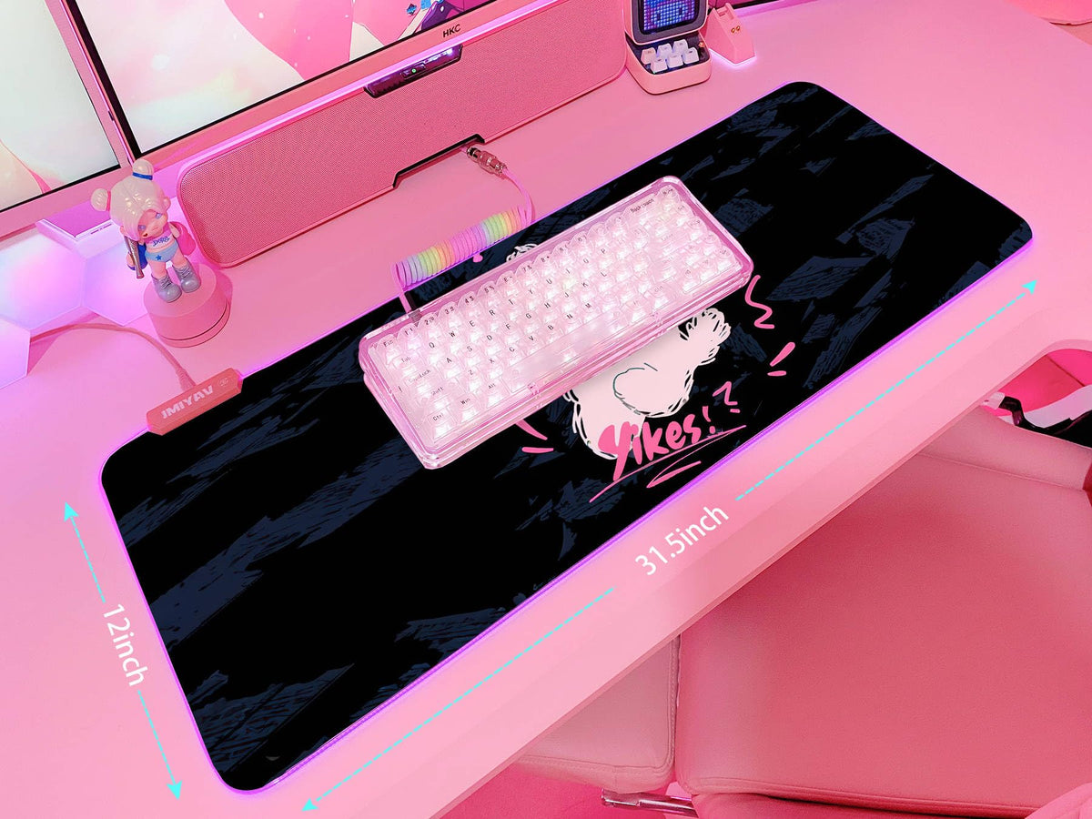 JMIYAV Pink RGB Gaming Mouse Pad 31.5x12 Inch PC XL Large Extended Glowing Led Light Up Desk Pad