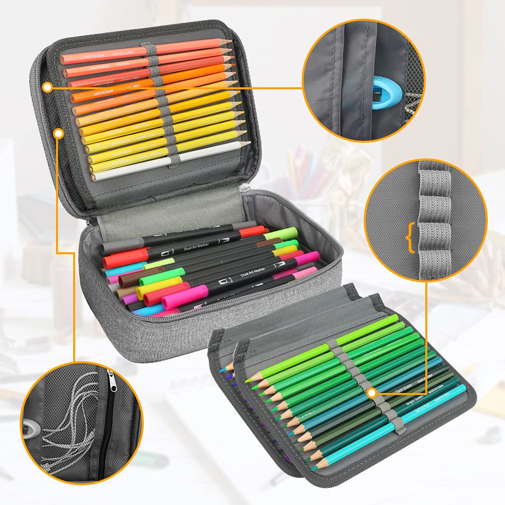 Number-one Large Capacity Pencil Case, 72 Slots Colored Pencil Pouch Bag Portable Pencil Holder
