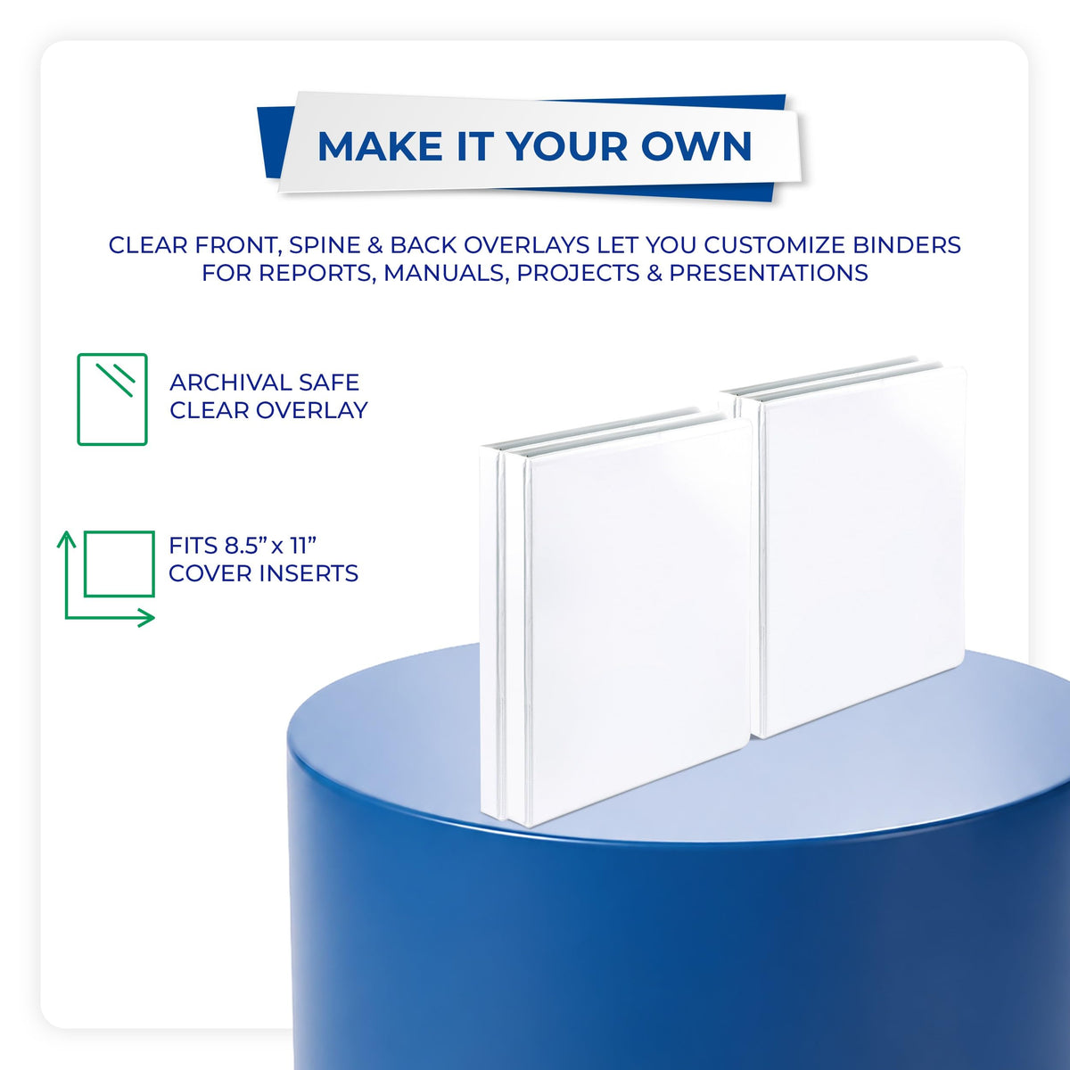 Samsill Durable 0.5 inch 3 Ring Binder, D Ring Binder, 100% Recycled Chipboard, White, 4 Pack