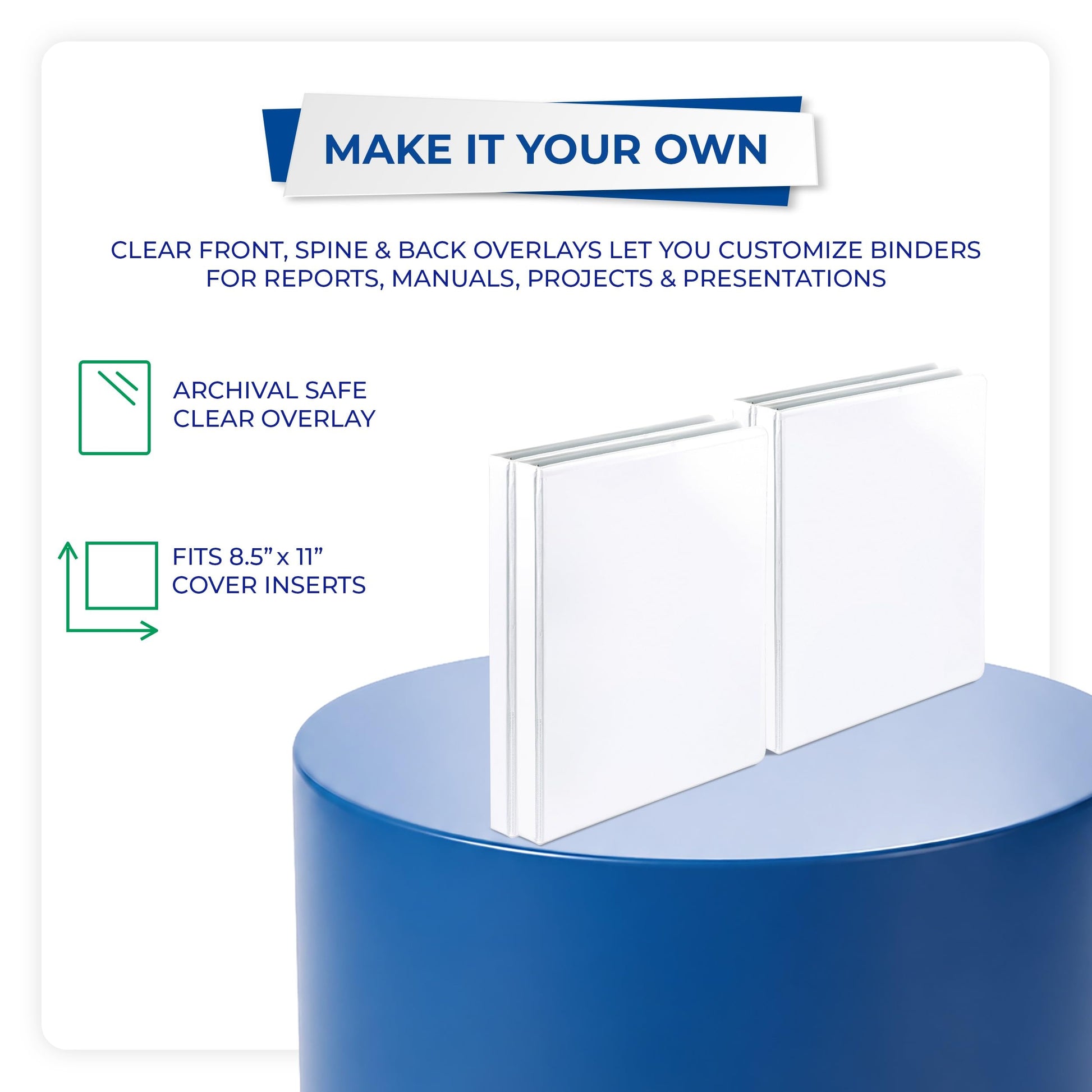 Samsill Durable 0.5 inch 3 Ring Binder, D Ring Binder, 100% Recycled Chipboard, White, 4 Pack