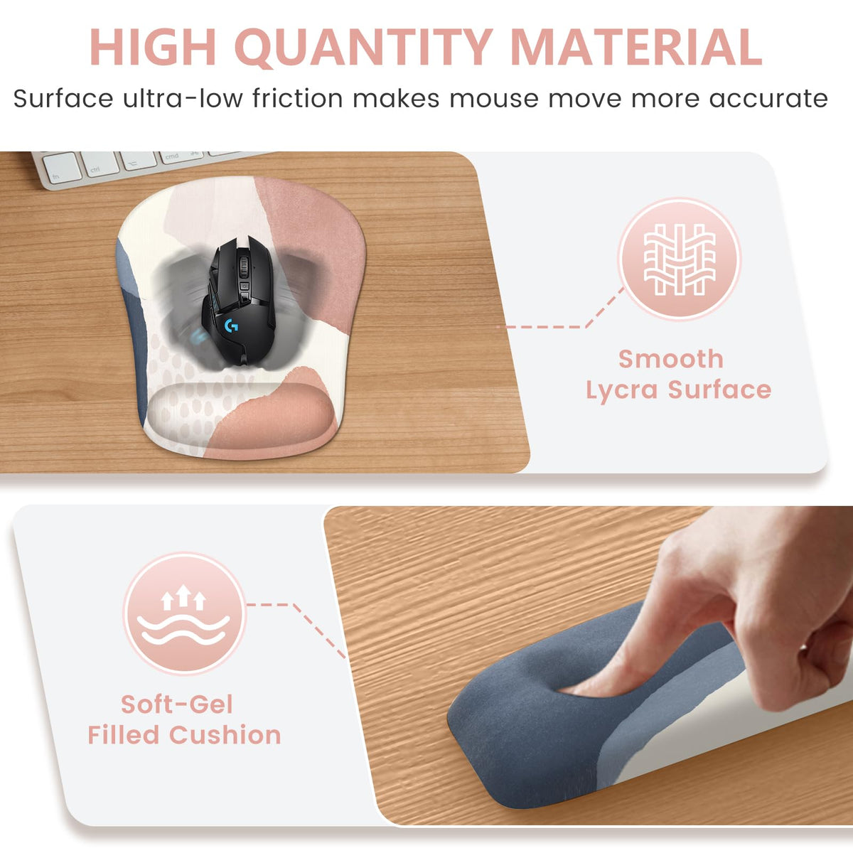 HAOCOO Mouse Pad with Wrist Rest, Keyboard Wrist Rest, Gel Wrist Rest for Computer Keyboard