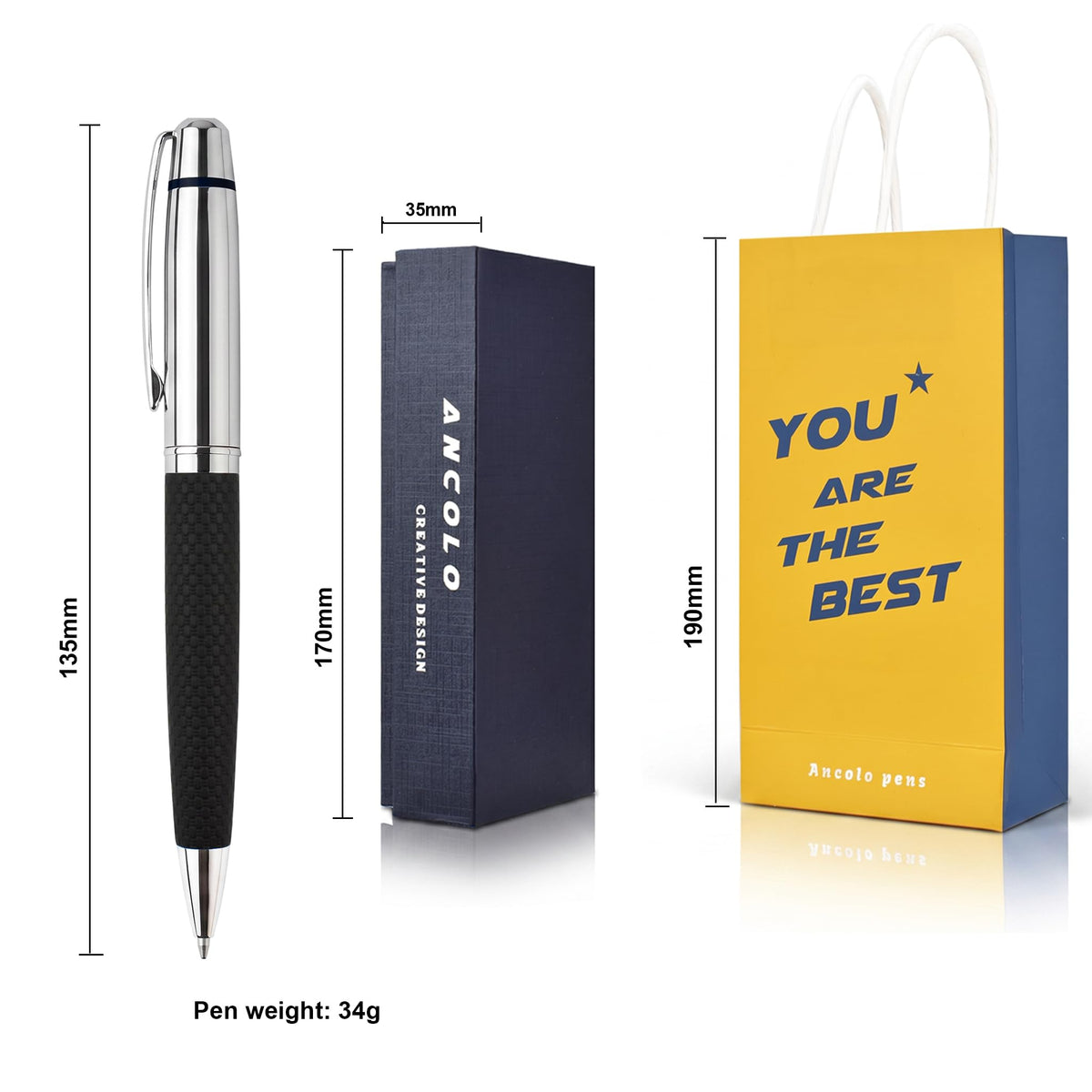 Ancolo Personalized Ballpoint Pen Writing Set- Office Gift set Luxury Pen