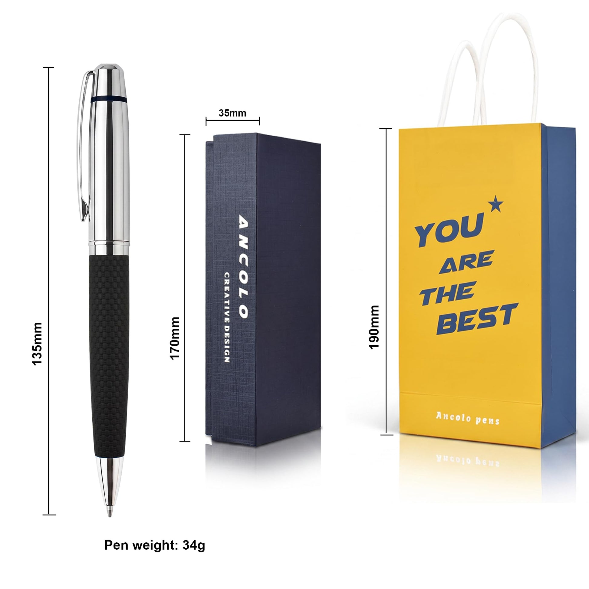 Ancolo Personalized Ballpoint Pen Writing Set- Office Gift set Luxury Pen