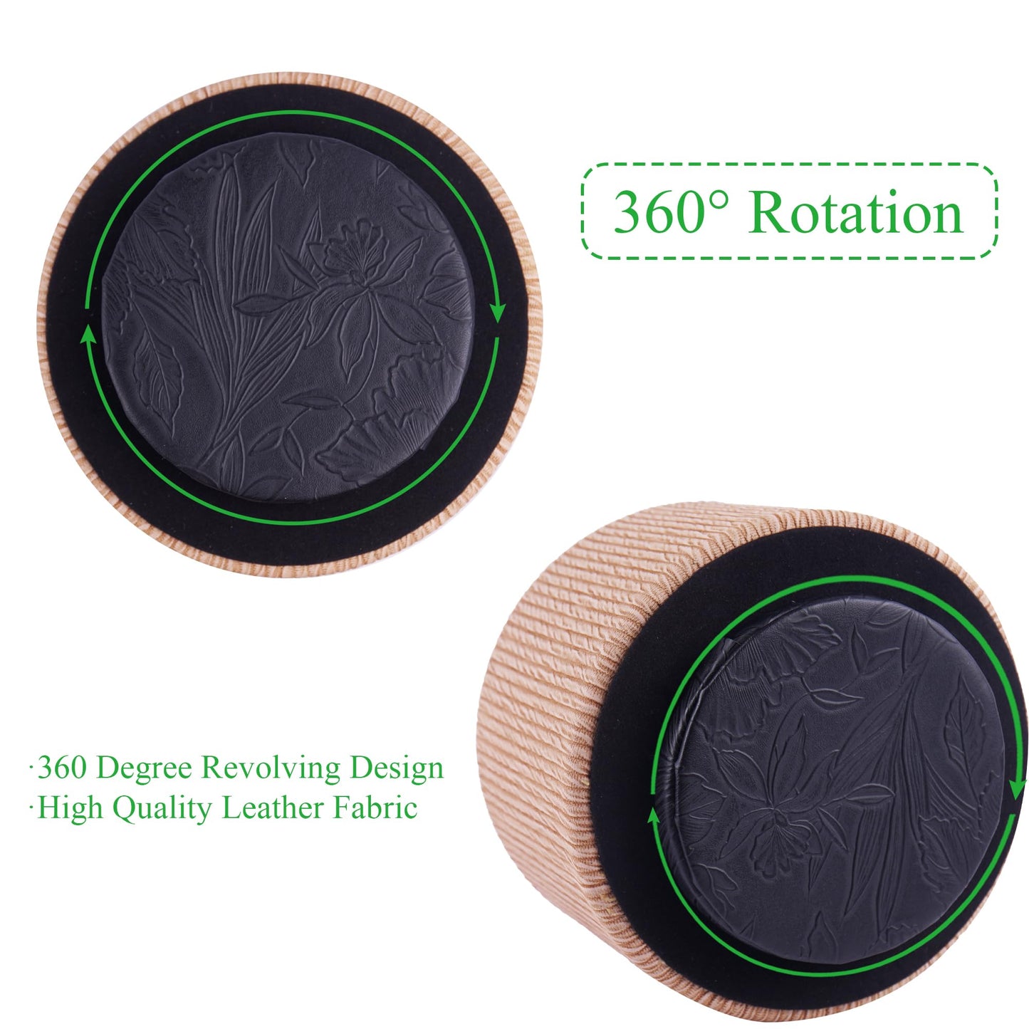 Hennaja Round Leather Art Supply Organizer,Remote Control Holder,360 Degree