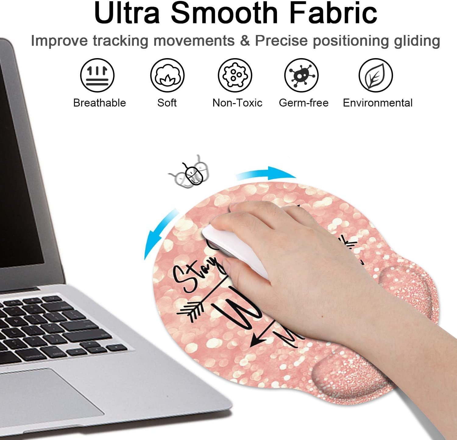 Britimes Ergonomic Mouse Pad Set with Wrist Rest, Rose Pink Gold