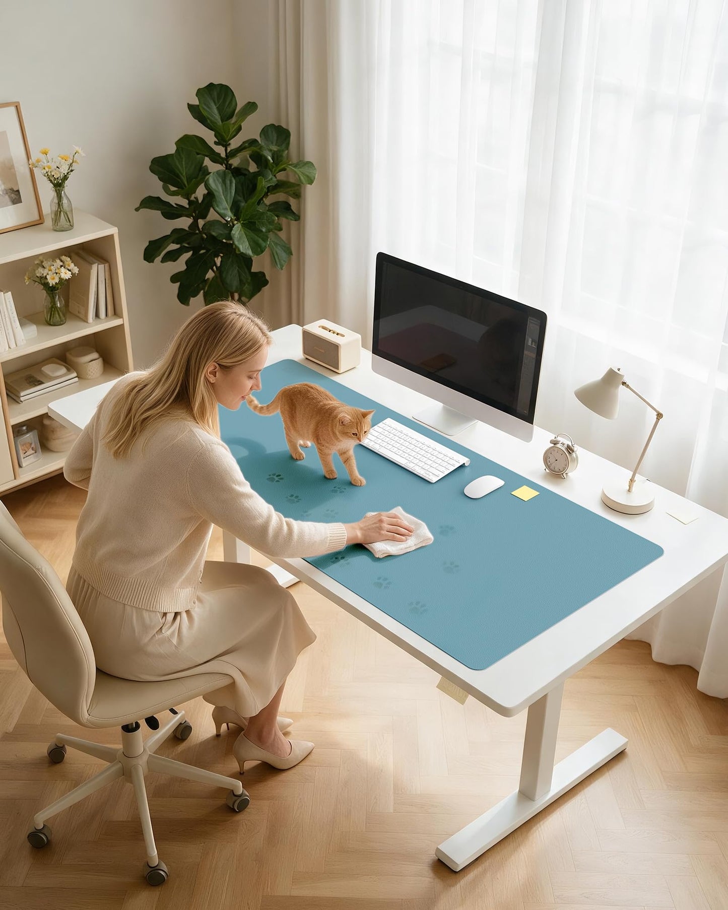 YSAGi Leather Desk Pad Protector, Office Desk Mat, Large Mouse Pad, Non-Slip PU Leather Desk