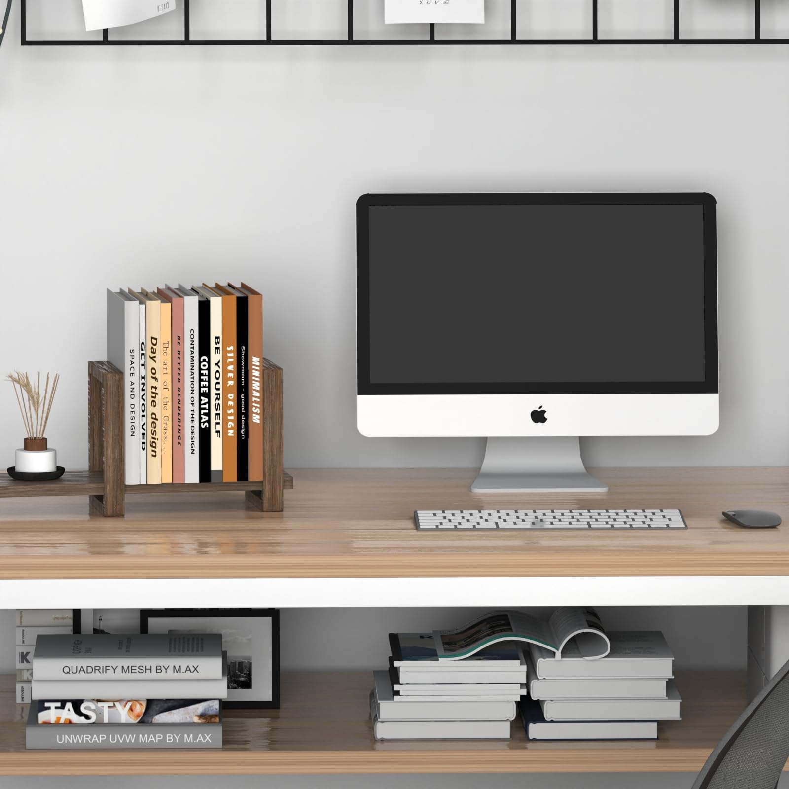 Adjustable Desktop Bookshelf Wooden Desk Book Holder Organizer Tabletop Bookshelf Mini Book Shelf