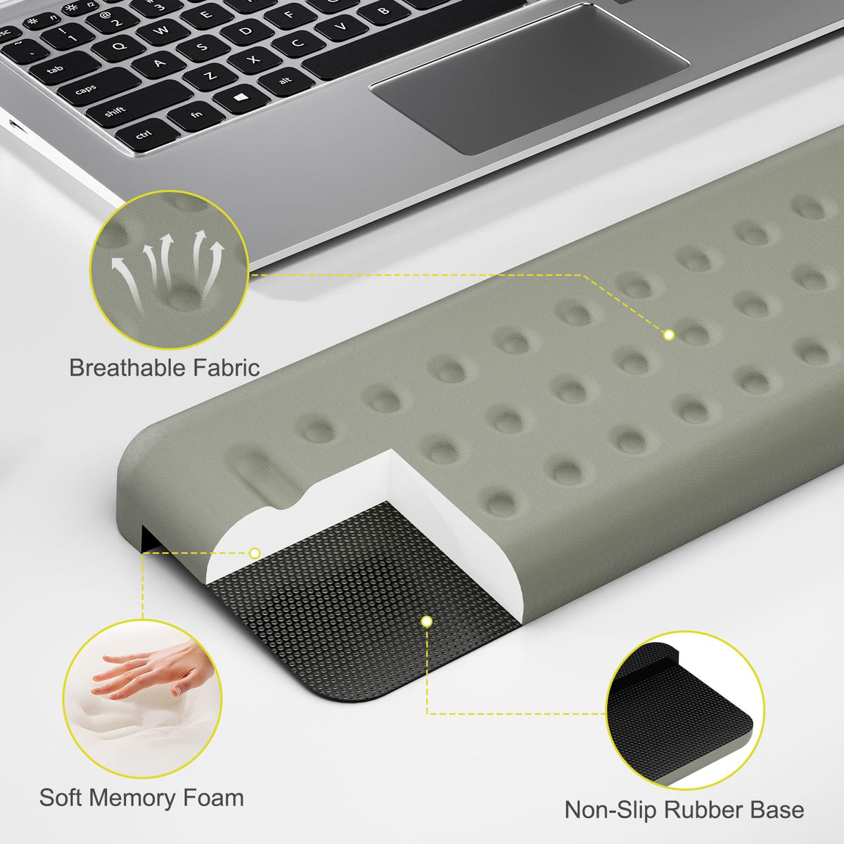 Leolee L-Shaped Desk Elbow Pads for Desk, Grey Memory Foam Arm Rest