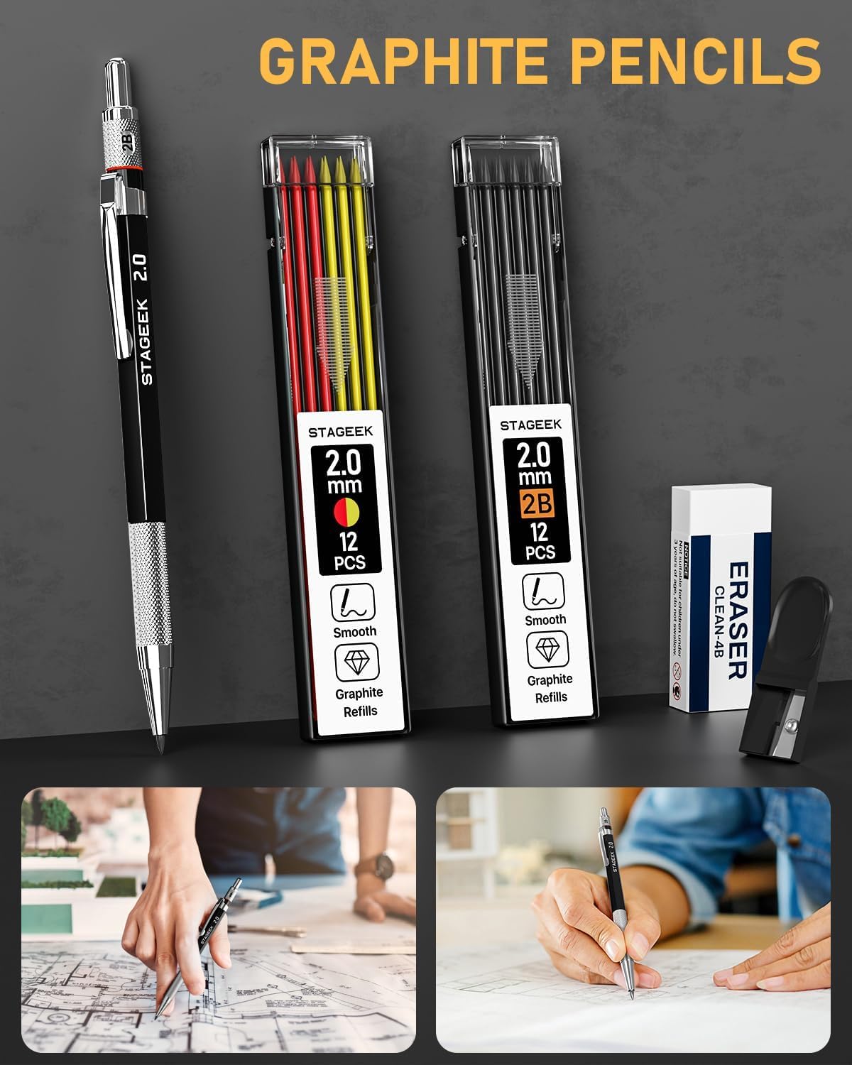 STAGEEK 14 Pack Carpenter Pencil Set with Sharpener