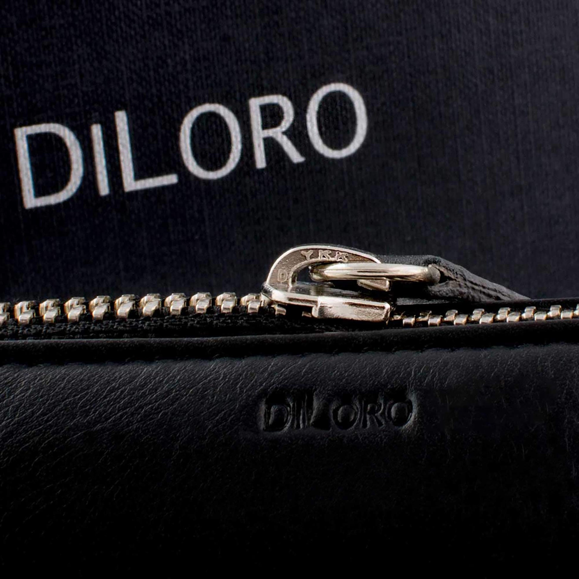 DiLoro Leather Zippered Fountain Ballpoint Rollerball Pens and Pencils Case Holder Pouch Genuine