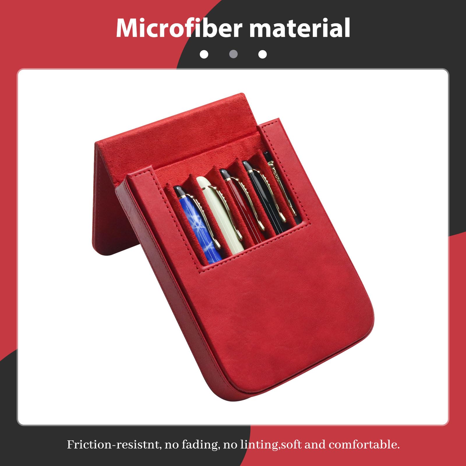 MIVLXLX 6 Slot Fountain Pen Case, Handmade Magnetic,Christmas Gift (red)