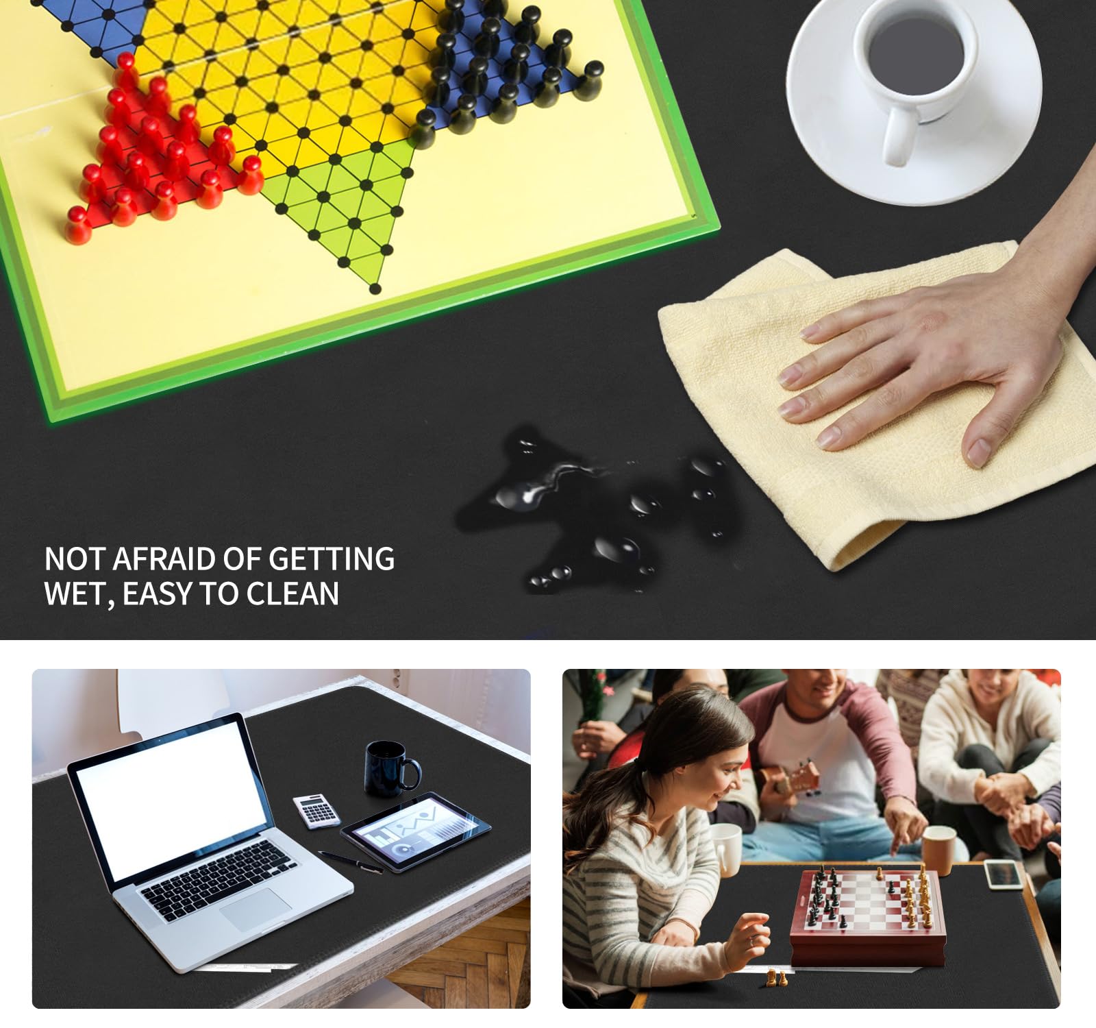 LERYG Large Tabletop Game Playmat, Water and Stain Resistant Non-Slip Desk Mat, Mahjong and Card