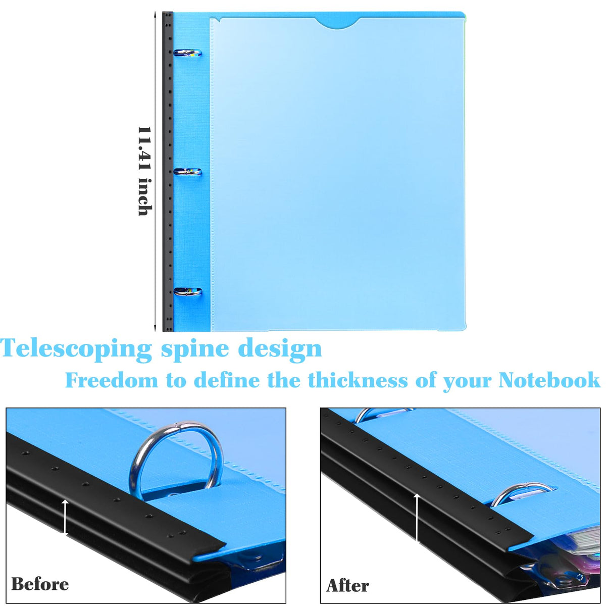 INFUN All-in-one Telescoping Binder Notebook - 2PCS, Refillable 3 Ring Notebook Binder with 1
