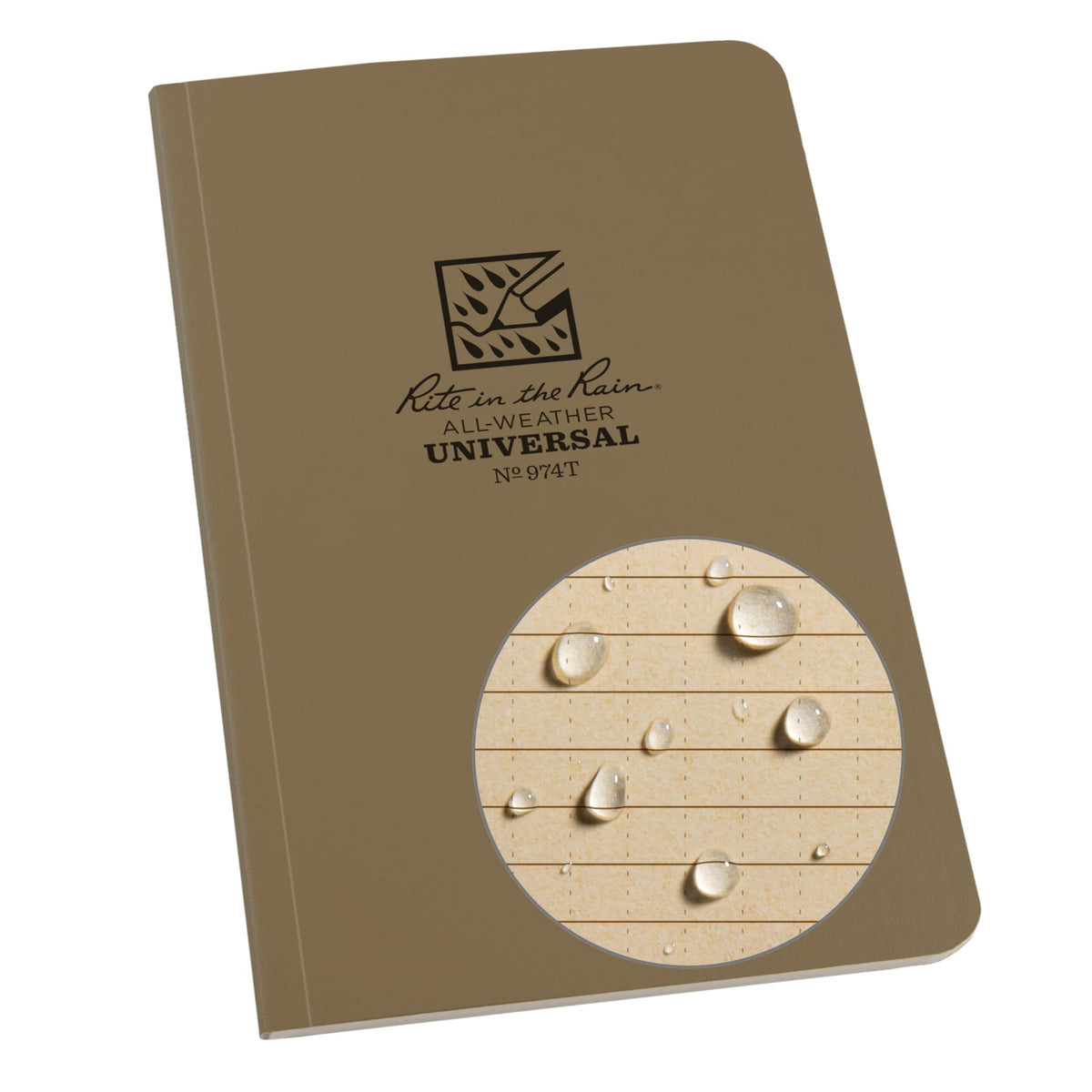Rite in the Rain Weatherproof Soft Cover Notebook, 4.625" x 7.25", Tan Cover, Universal Pattern