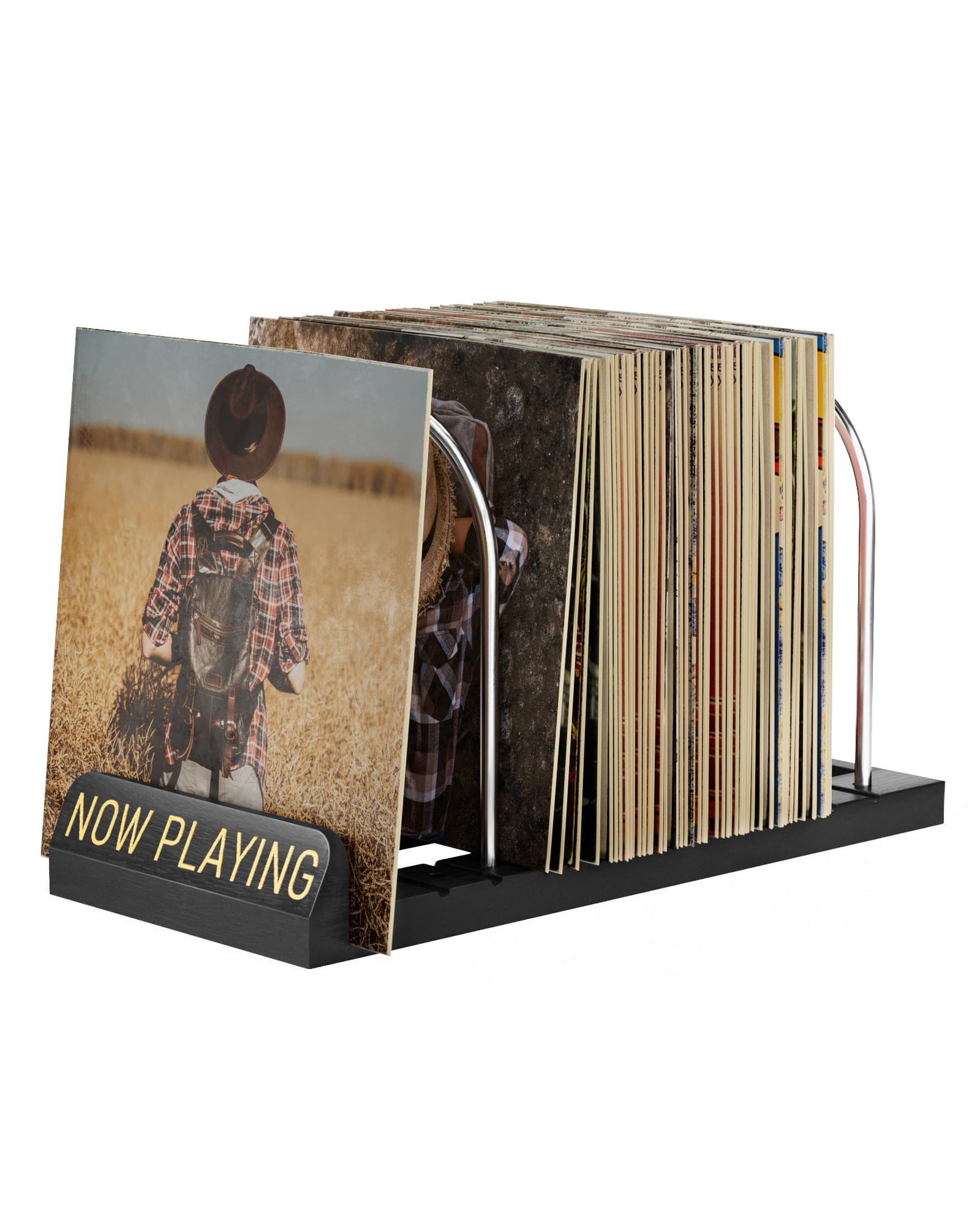 BS-VOG Now Playing Vinyl Record Holder Storage Fits 50 LPs, Gift Package