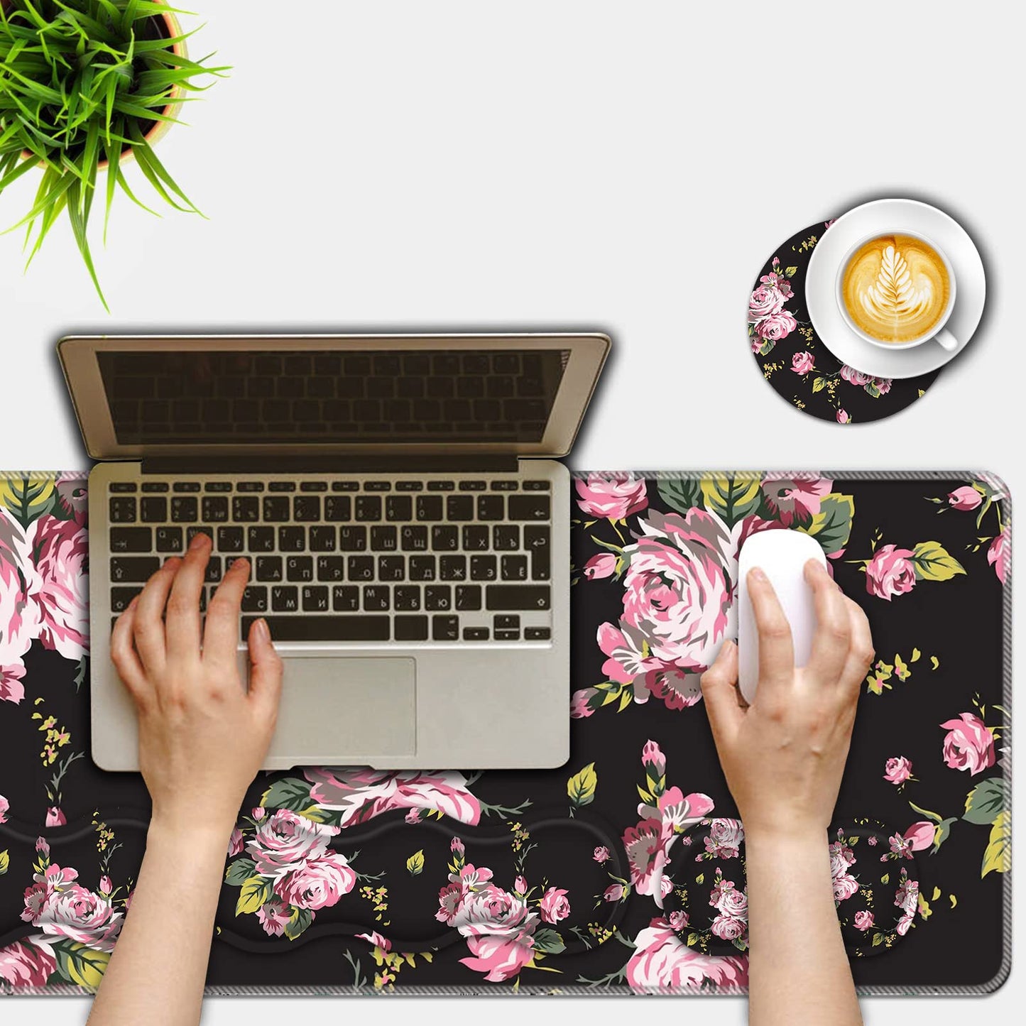 FGDRFGRW Mouse Pad Set,(31.5×11.8 in) Desk Pad + Keyboard Wrist Rest Support + Mouse Wrist Rest +