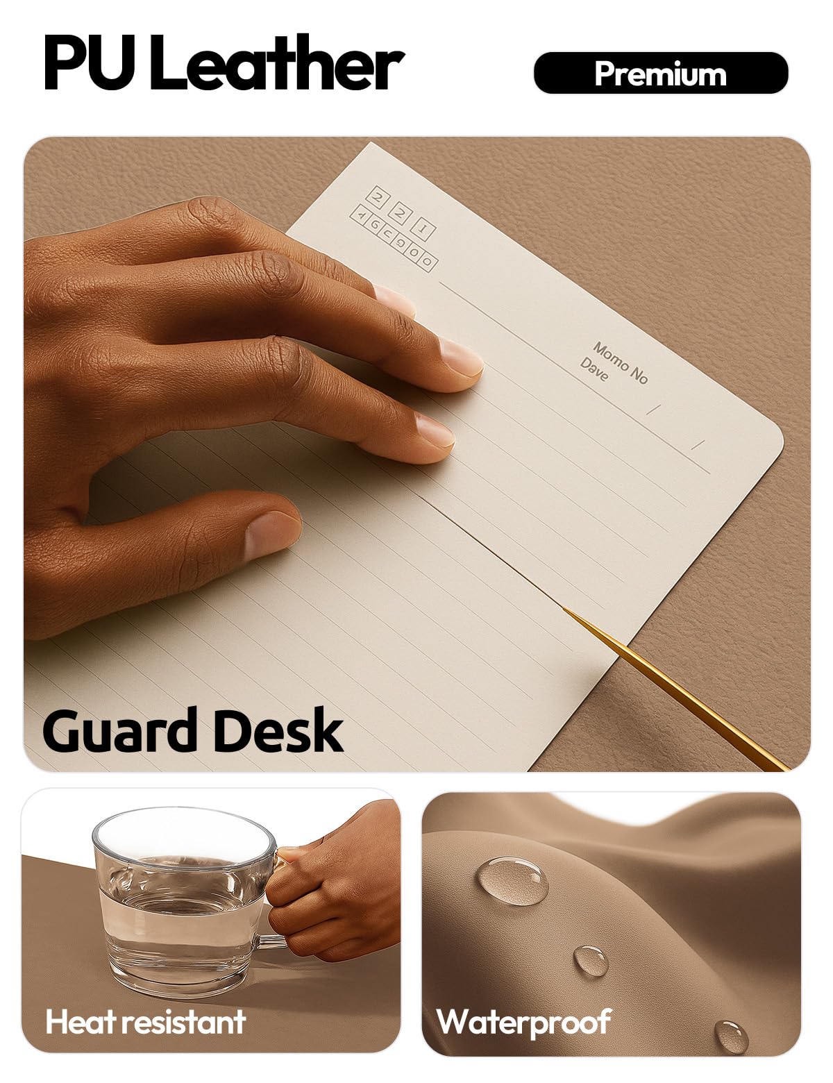YSAGi Leather Desk Protector, Office Mat, Large Mouse Mat, Non-Slip PU Leather Blotter, Laptop Desk