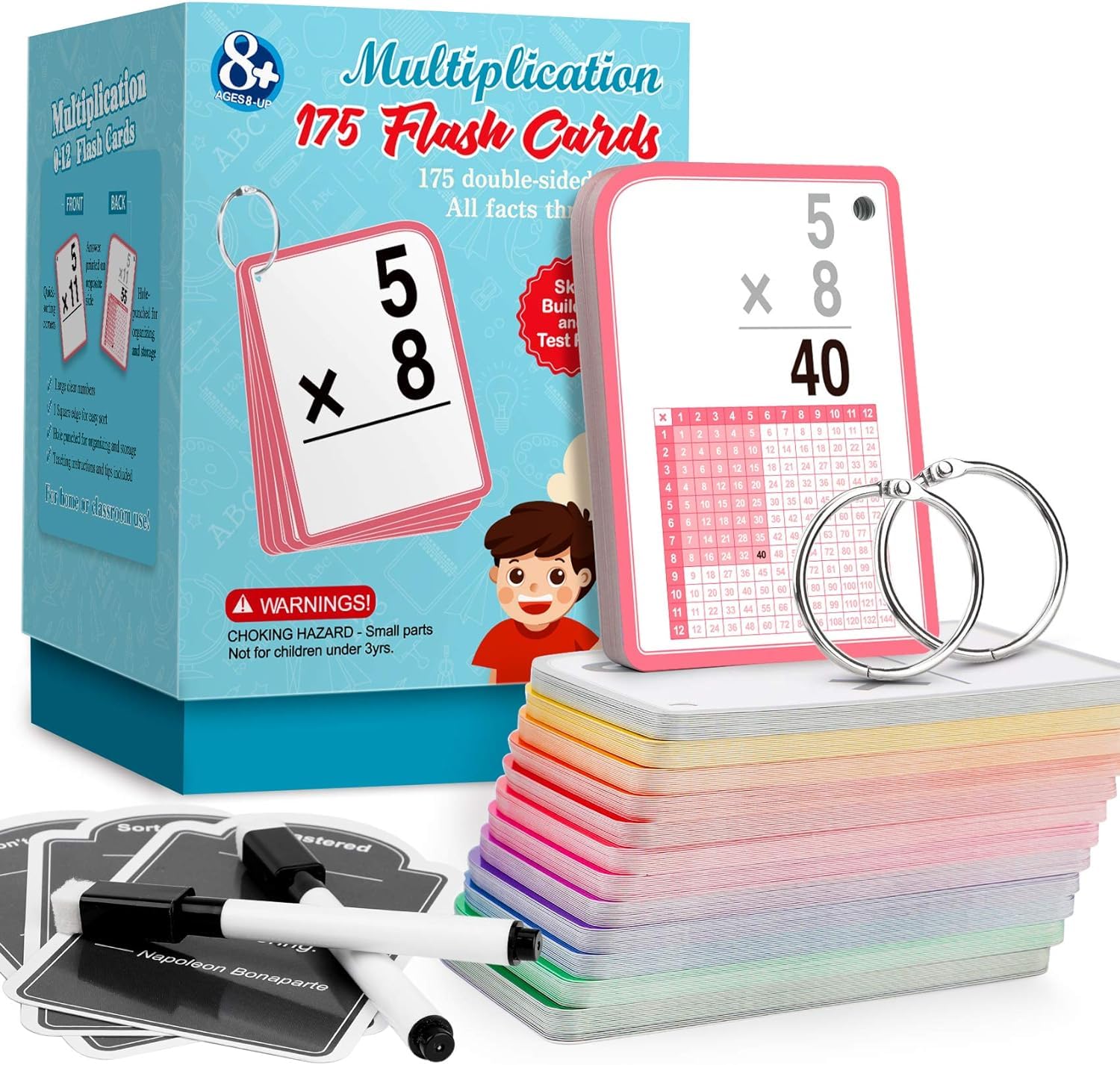 Multiplication Flash Cards for 3rd Grade – 175 Math Flash Cards – Times Table Flash Cards – All