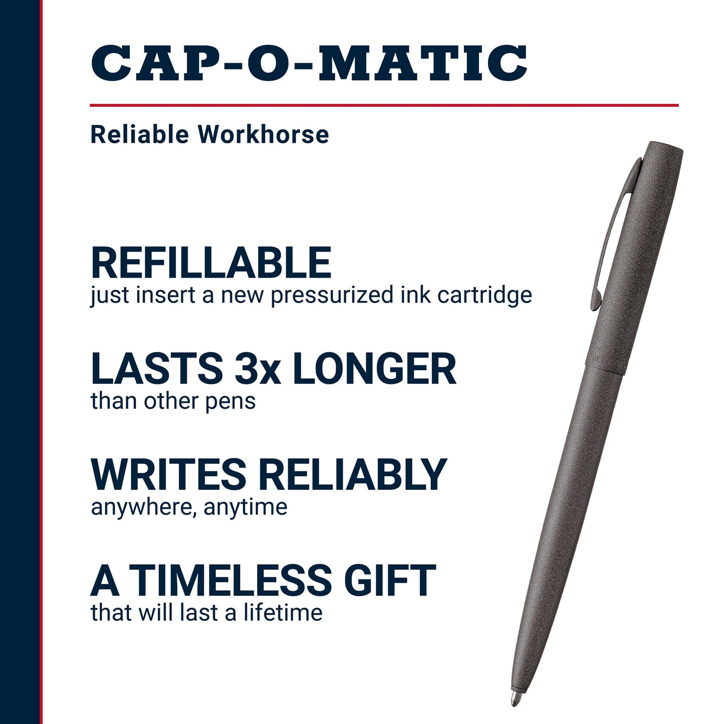 Fisher Space Pen Tungsten Cerakote Finish Cap-O-Matic Pen, Black Ink