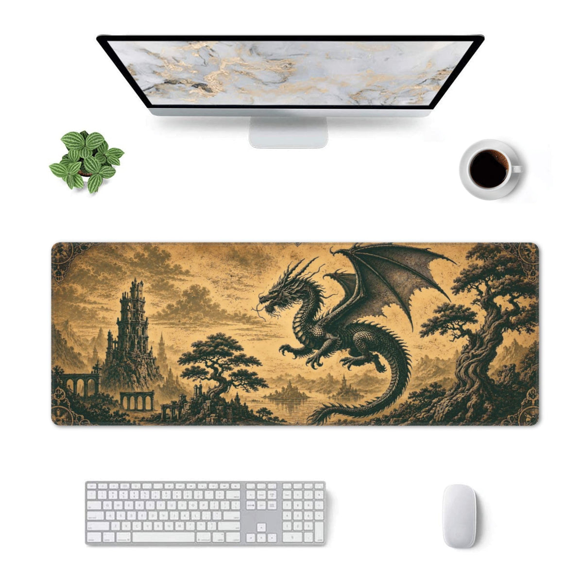 Dragon Mouse Pad XL Large Mousepad Non Slip Rubber Base Desk Mat for Laptop Computer Gaming 31.5" X