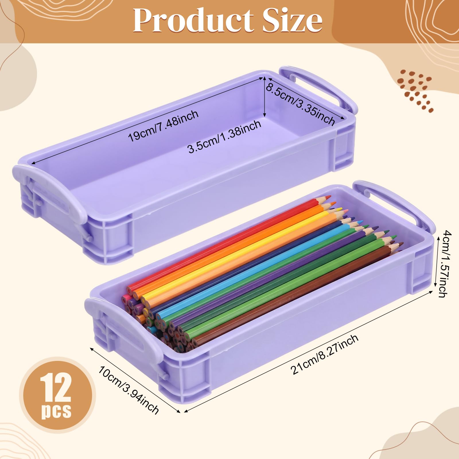 Gueevin 12 Pcs Pencil Box Clear Plastic Pencil Case, Macaron Colors