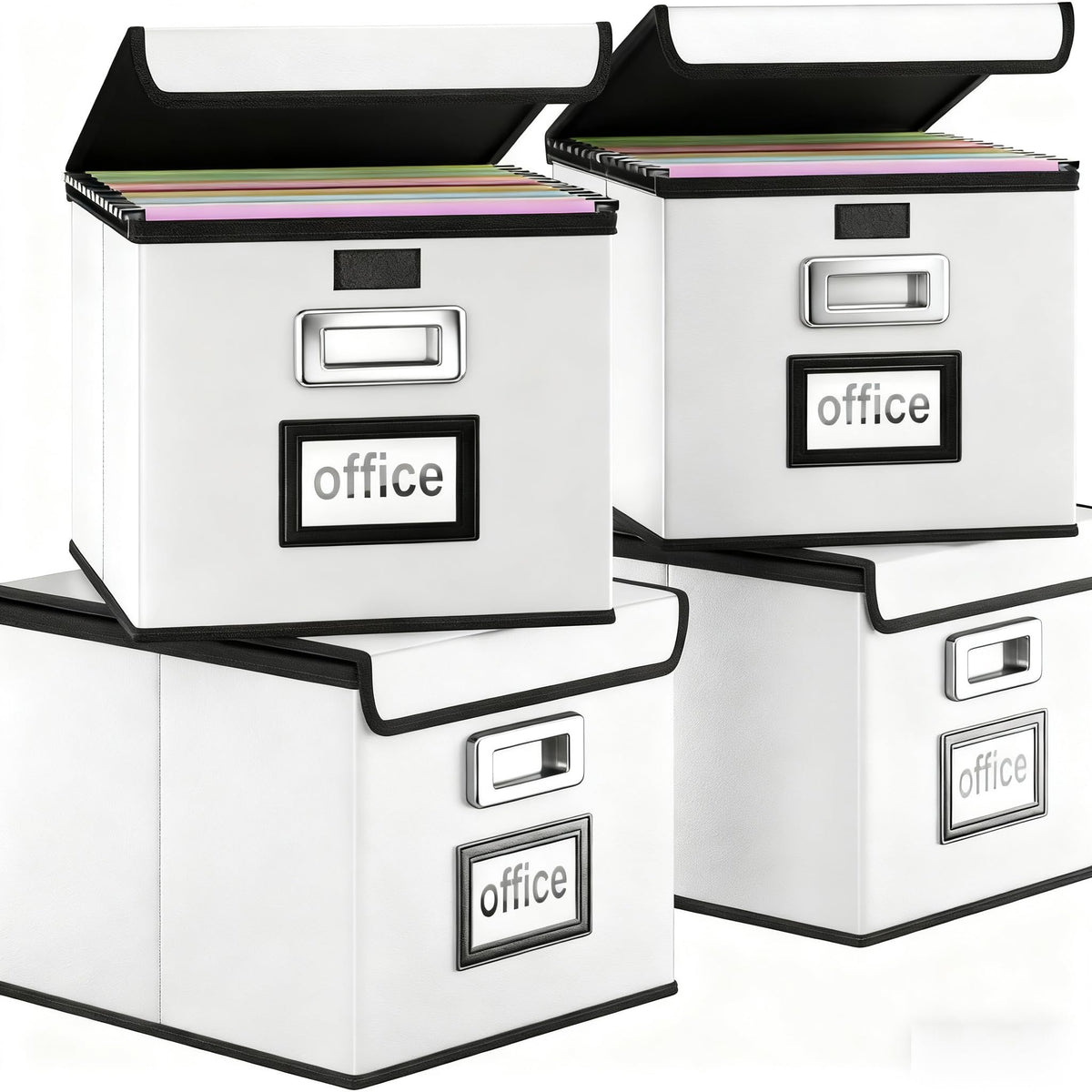 Huolewa File Organizer Box with Lids, Collapsible File Folder Organizer