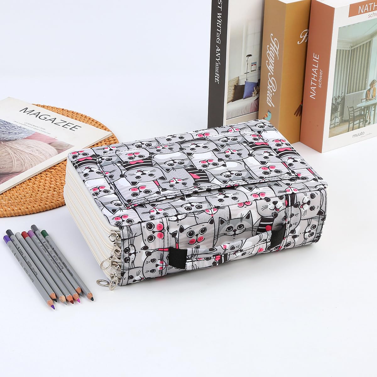Lbxgap 200 Individual-Slots Pencil Case 4-Layer Zipped Holder w/Handle