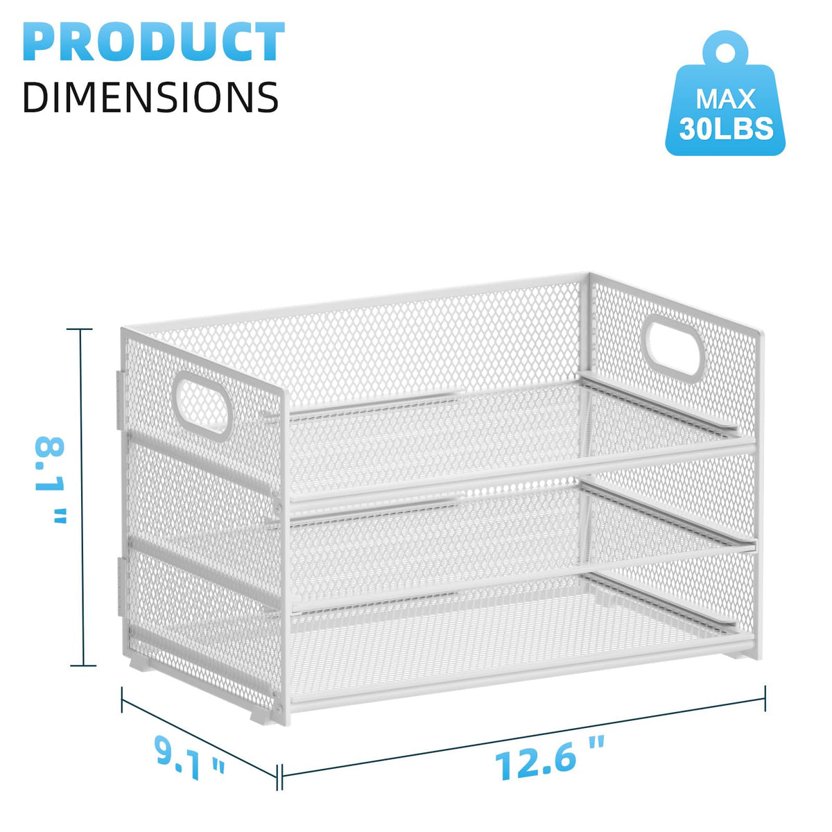 Marbrasse 3 Tier Paper Organizer Letter Tray, Mesh File Organizer with Handle, Paper Sorter Desk