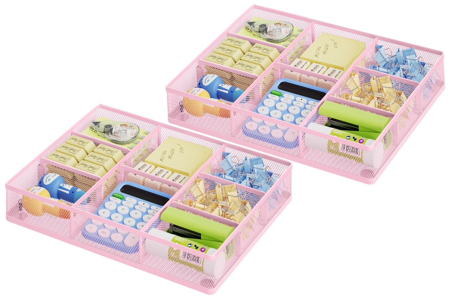 Marbrasse Desk Drawer Organizer, Metal Mesh Drawer Organizer Tray with 5 Adjustable