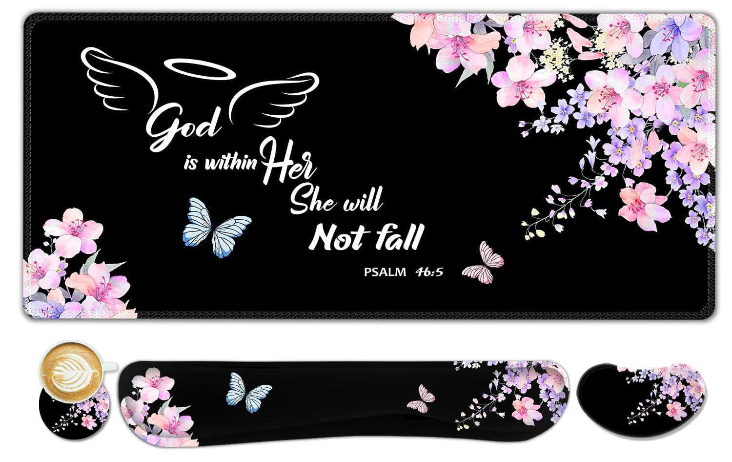 ARTSO Large Mouse Pad Keyboard Wrist Rest Support Combo, Memory Foam Wrist Pad, Extended Desk Mat