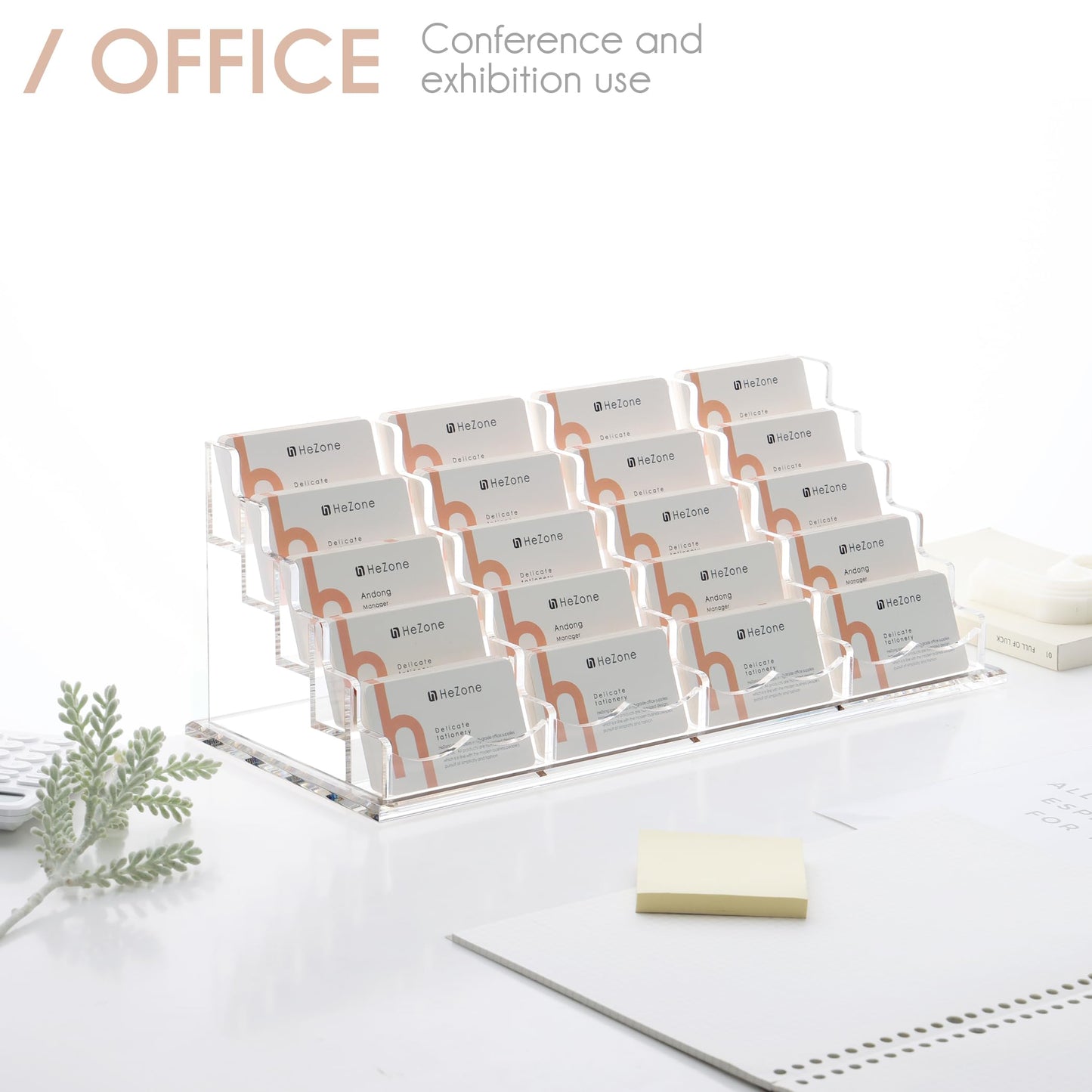 HeZone Business Card Holder for Desk Multiple Cards Display Stand Rack for Women and Men Clear