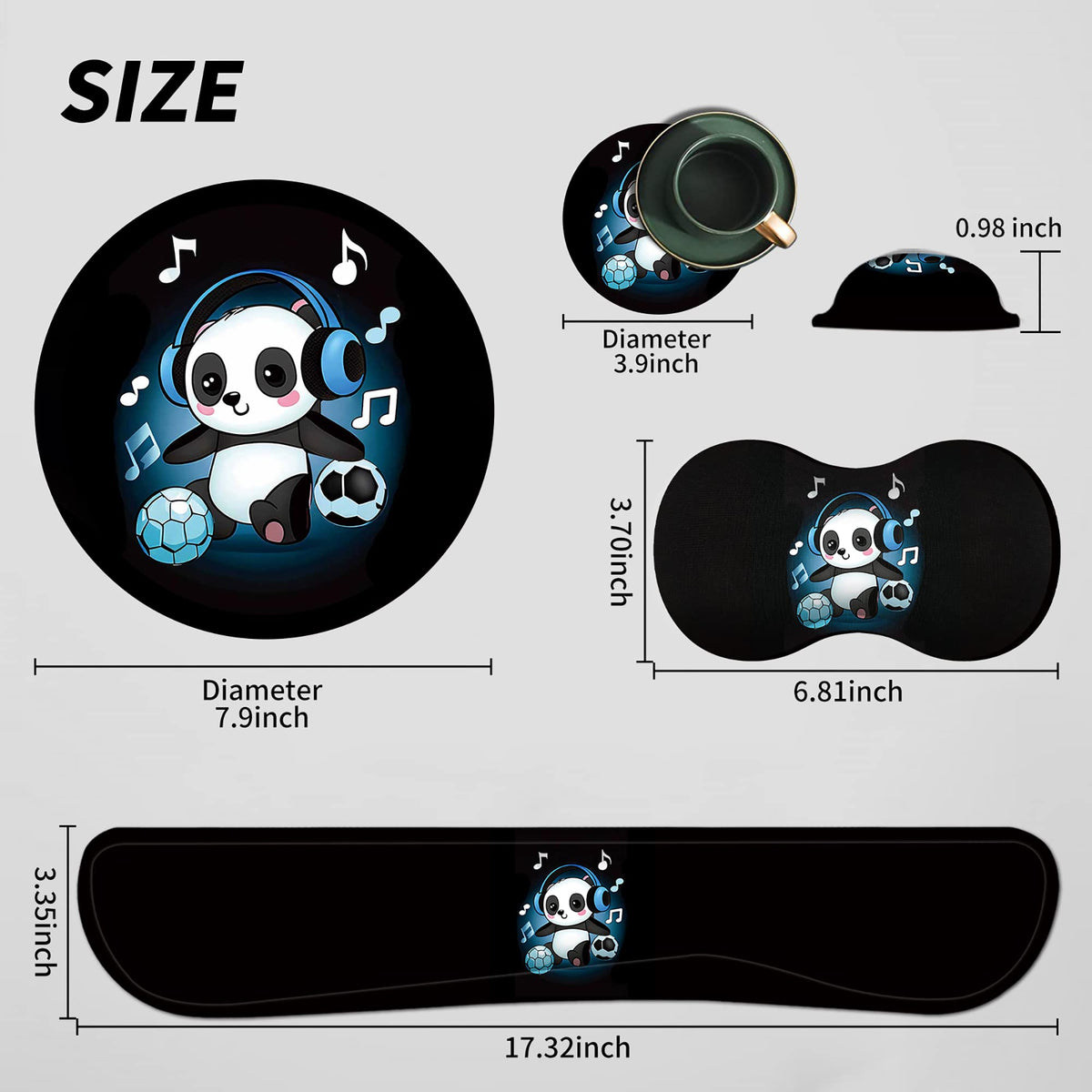 Mouse Pad Wrist Support Keyboard Wrist Rest Combo+Cup Coaster [4-in-1], Easy Typing Pain Relief