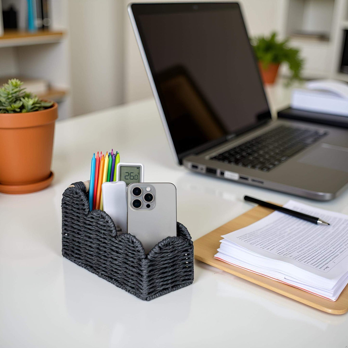 CubesLand Bedside Table Desk Organizer Caddy, Remote Pen&Pencil Holder Cup