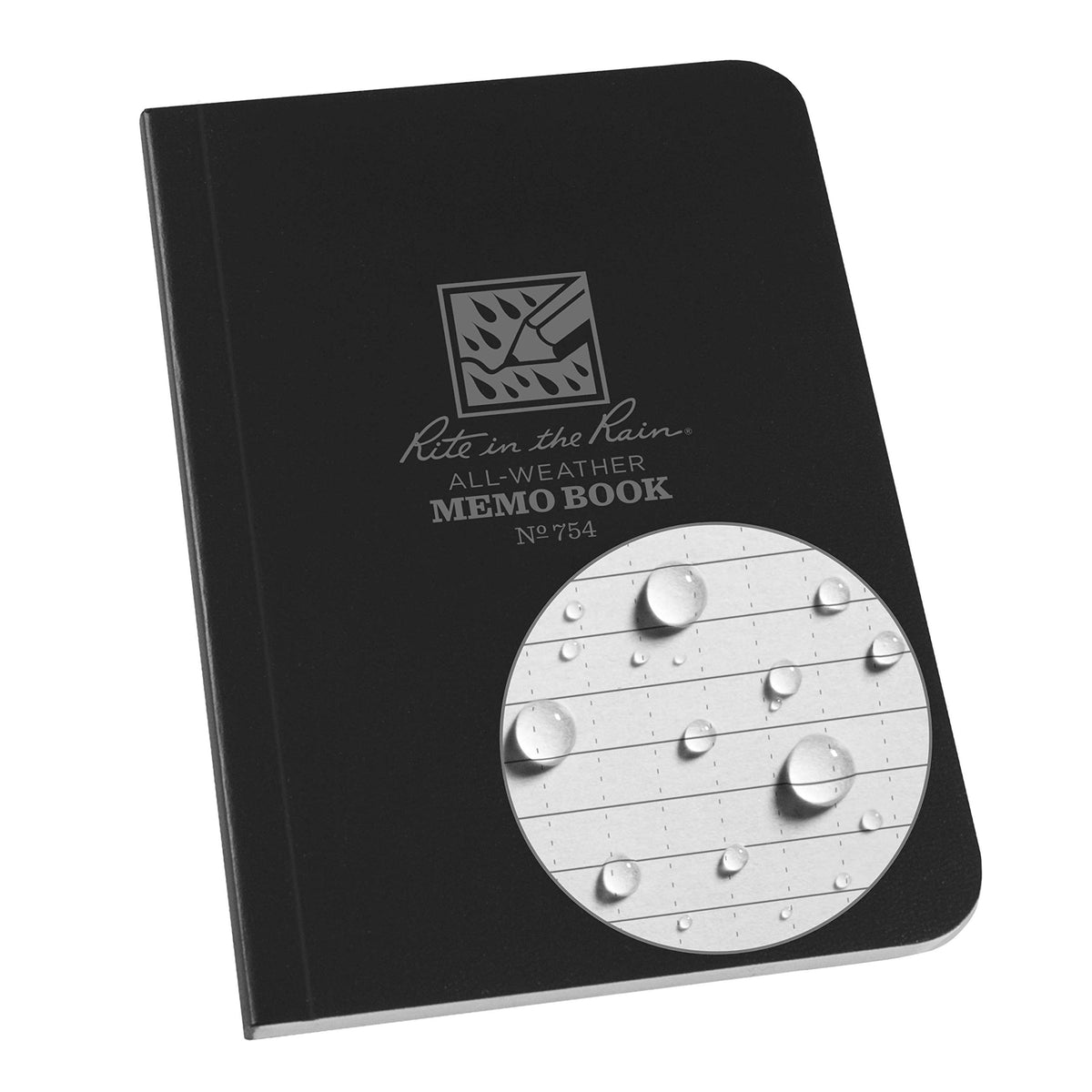 J.L. Darling Rite in The Rain Weatherproof Soft Cover Pocket Notebook, 3.5" x 5", Black Cover