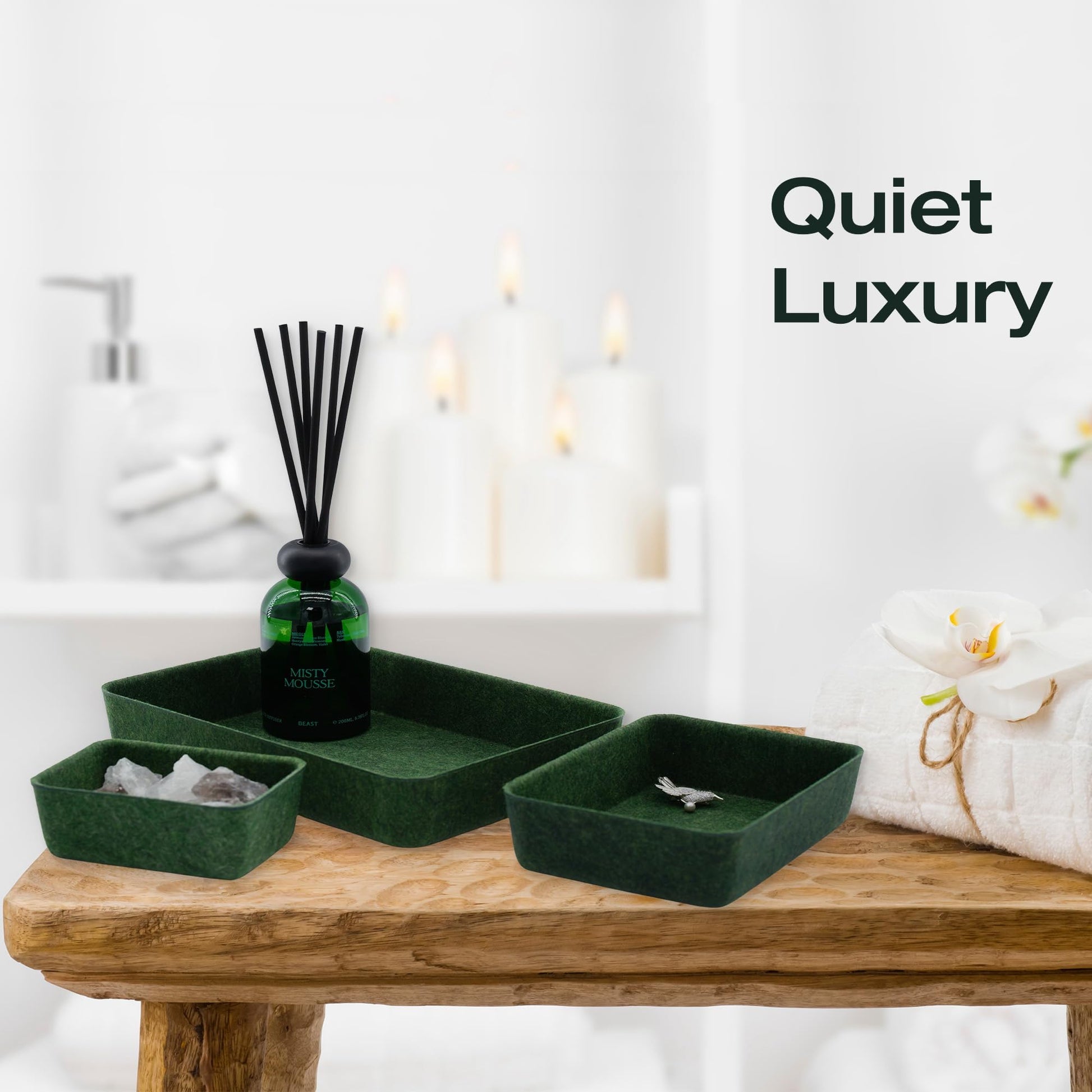 Welaxy 7-Piece Felt Drawer Organizer Bins, Dividers Tray Set, Forest Green