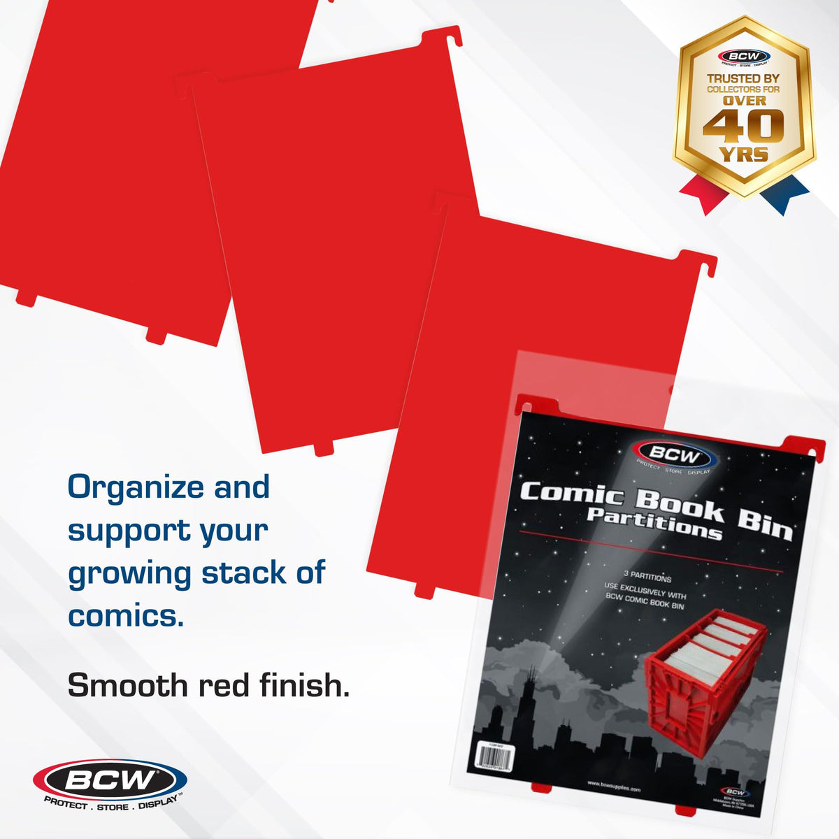 BCW Comic Bin Partitions | Exclusive Organizer for Short and Long Comic Book Bins | Notched