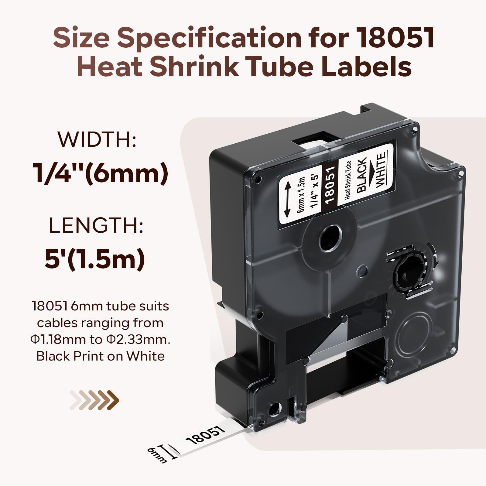 Replacement for DYMO 18051 Rhino Industrial Heat-Shrink Tube