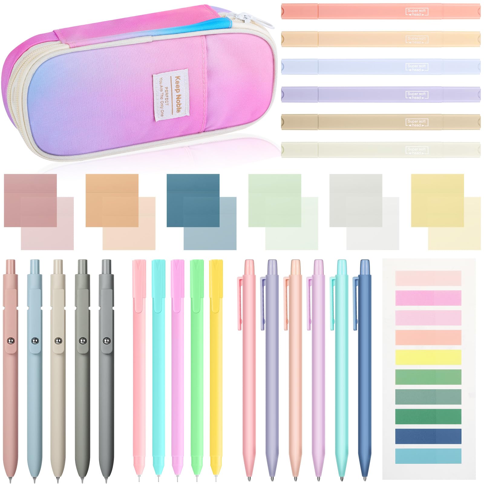 Lincia 30 Pcs Aesthetic School Supplies for Stationary Essentials, Gradient