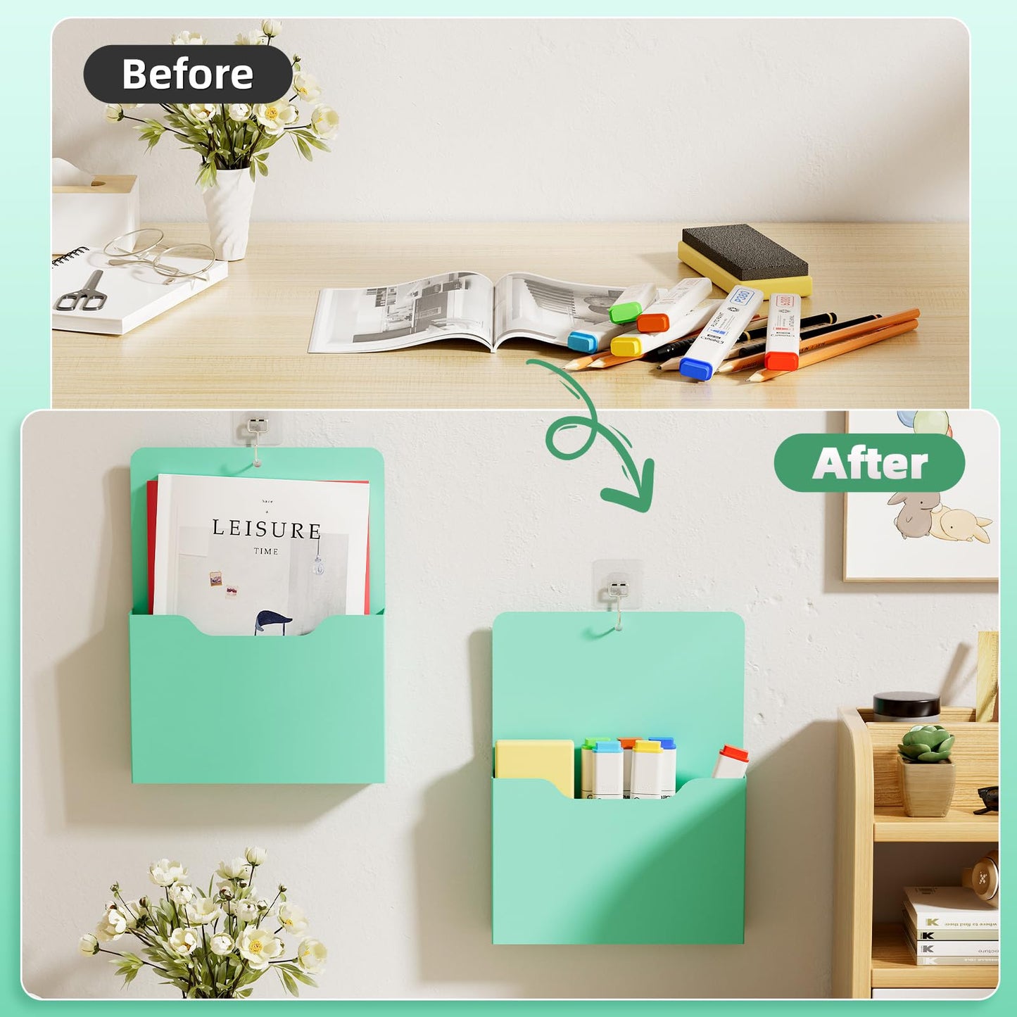 Marbrasse Magnetic File Holder - Magnetic Paper Holder, Pocket Organizer Office Supplies Storage