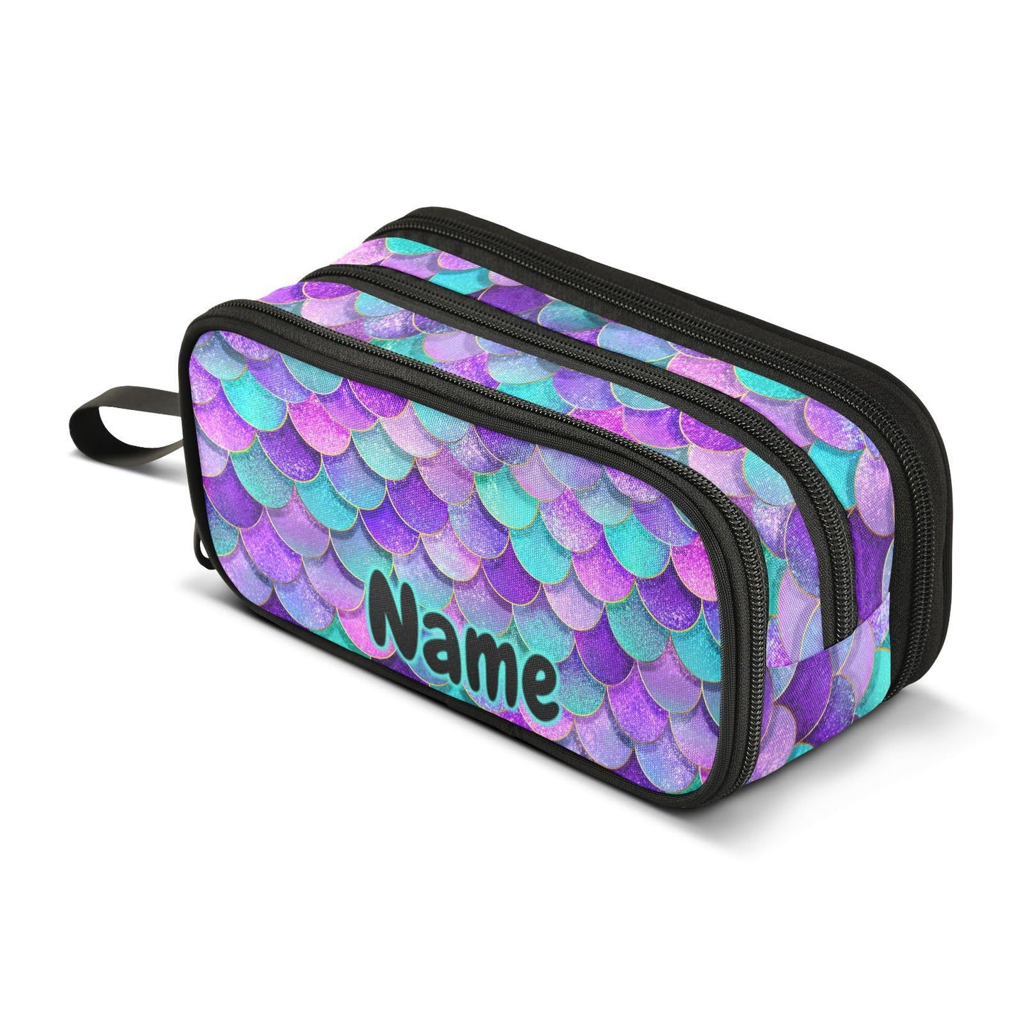 BOENLE Custom Mermaid Scales Pencil Case Box Boys Girls Personalized Name Large Pencil Pouch