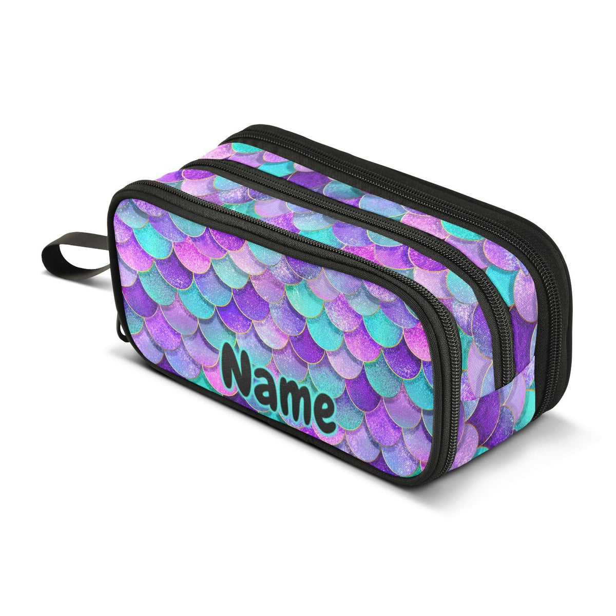 BOENLE Custom Mermaid Scales Pencil Case Box Boys Girls Personalized Name Large Pencil Pouch