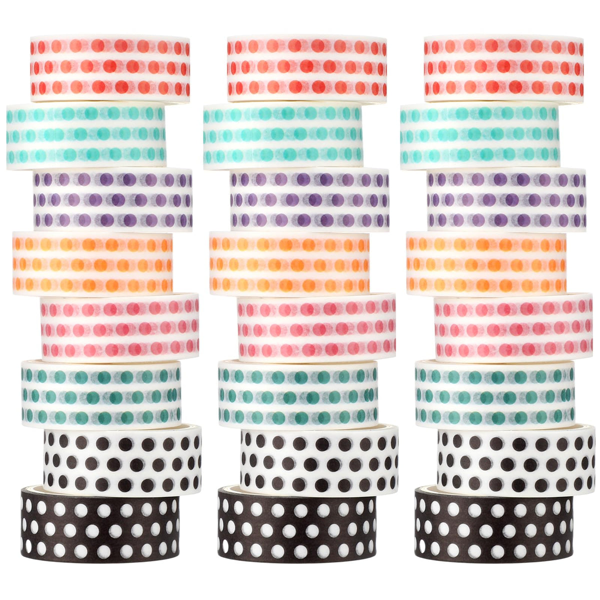 Janlaugh 24 Rolls Polka Dot Washi Tapes for Back to School Gifts Crafts