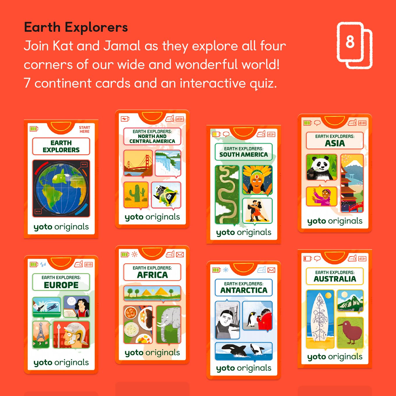 YOTO Earth Explorers - 8 Kids Educational Audio Cards, Ages 6+