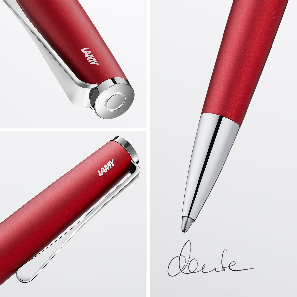 Lamy studio royalred - ballpoint pen in elegant stainless steel casing - with propeller-shaped clip
