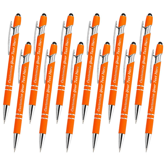 YanNanKe 12 PCS Custom Pens Personalized Bulk, Customized Engraving Ballpoint Pens with Stylus Name