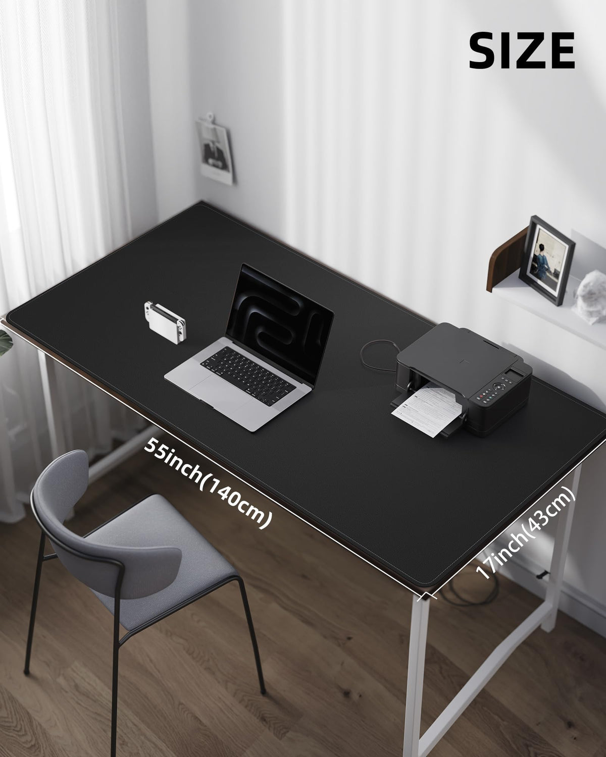 AFIING Leather Desk Protector, 55"x17" - Premium Mat, Large Mouse Pad, Non-Slip Blotter, Waterproof