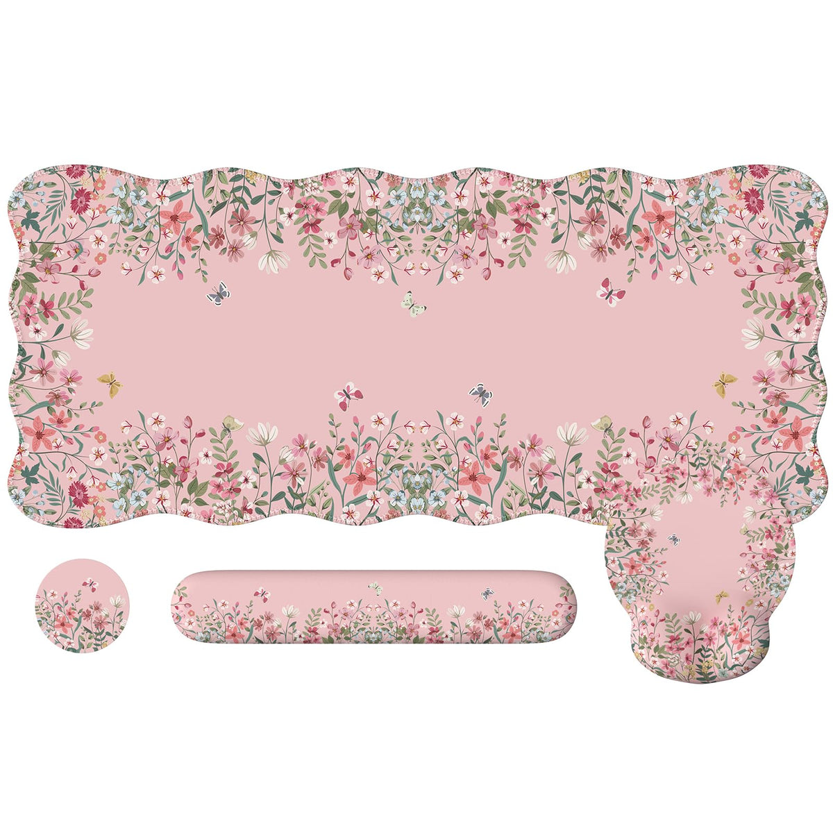 iLeadon Pink Mouse Pad, Scalloped Desk Mat Cute for Keyboard and Mouse