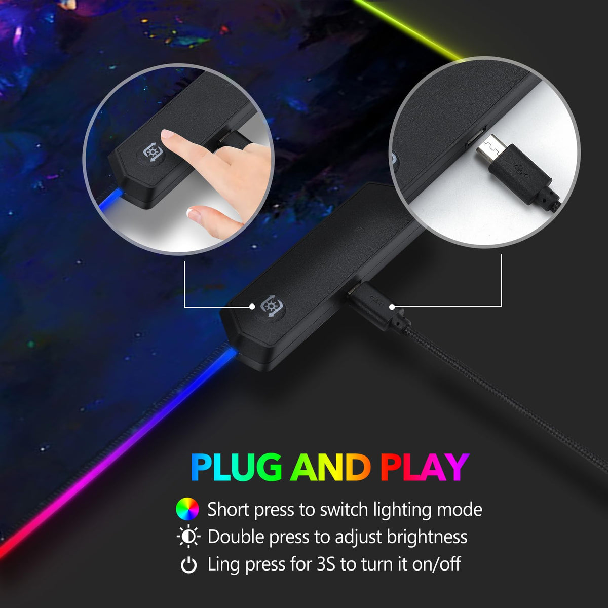 AIMSA RGB LED Gaming Mouse Pad, 14 Modes Glow Pad, Extra Large Gaming Mousepad, 35.4 x 15.8 inch
